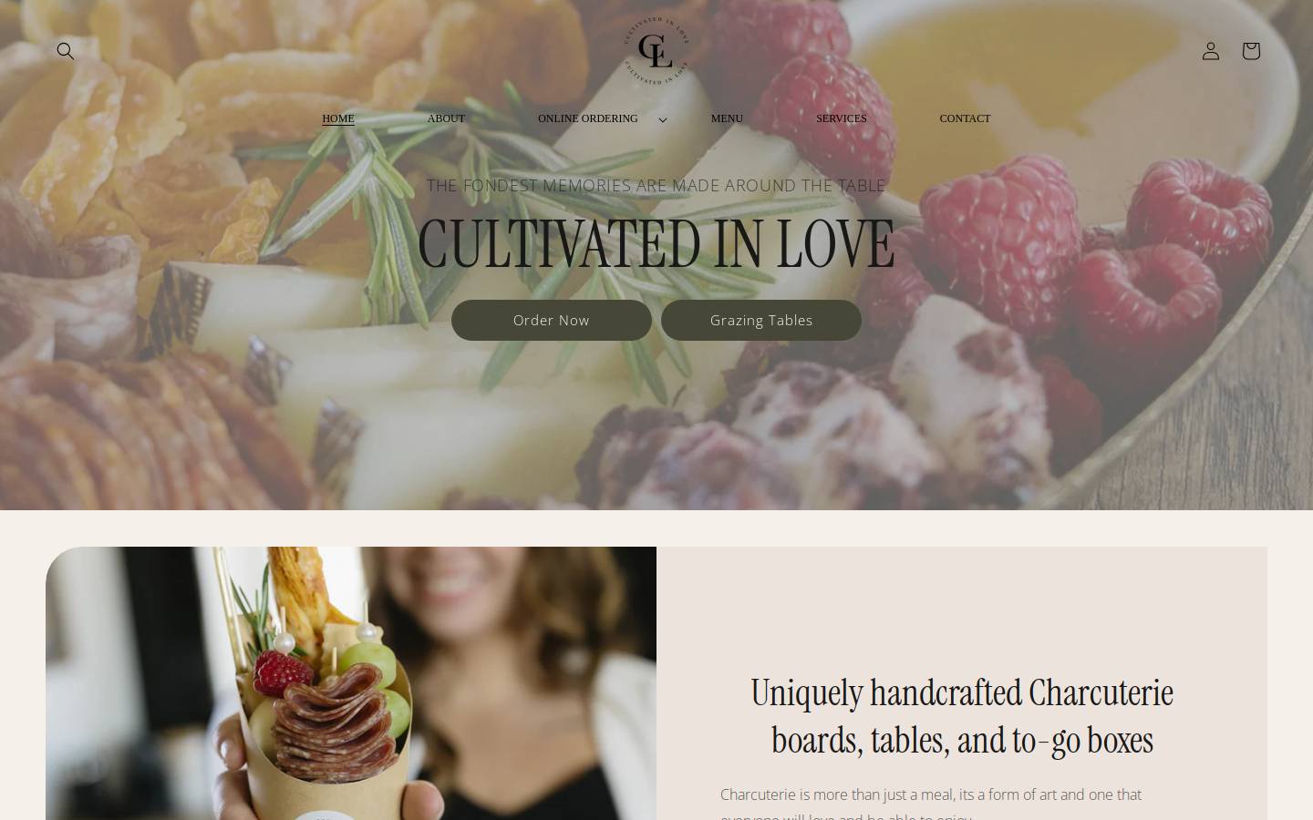 cultivatedinlove.com homepage screenshot
