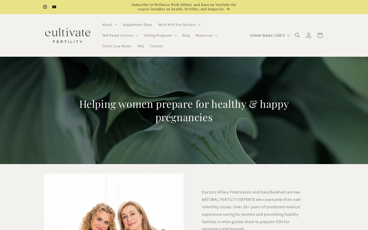 cultivatefertility.com homepage screenshot