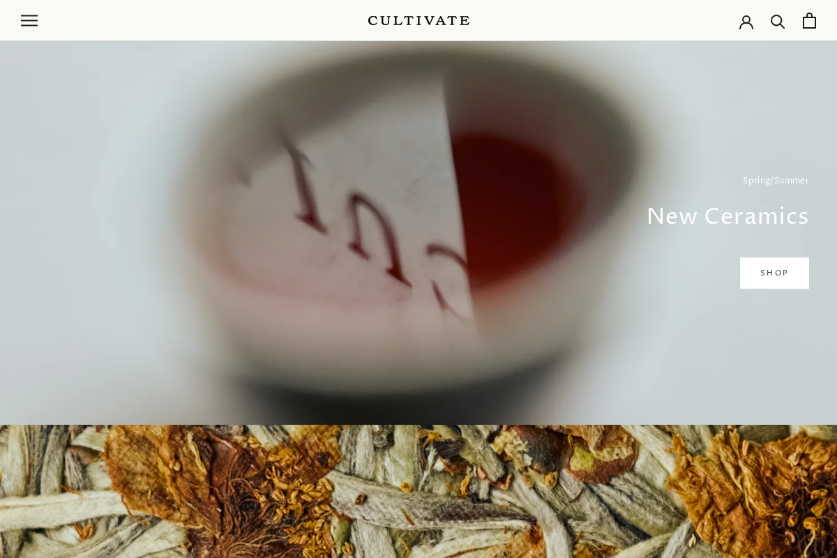 Cultivate Tea homepage screenshot
