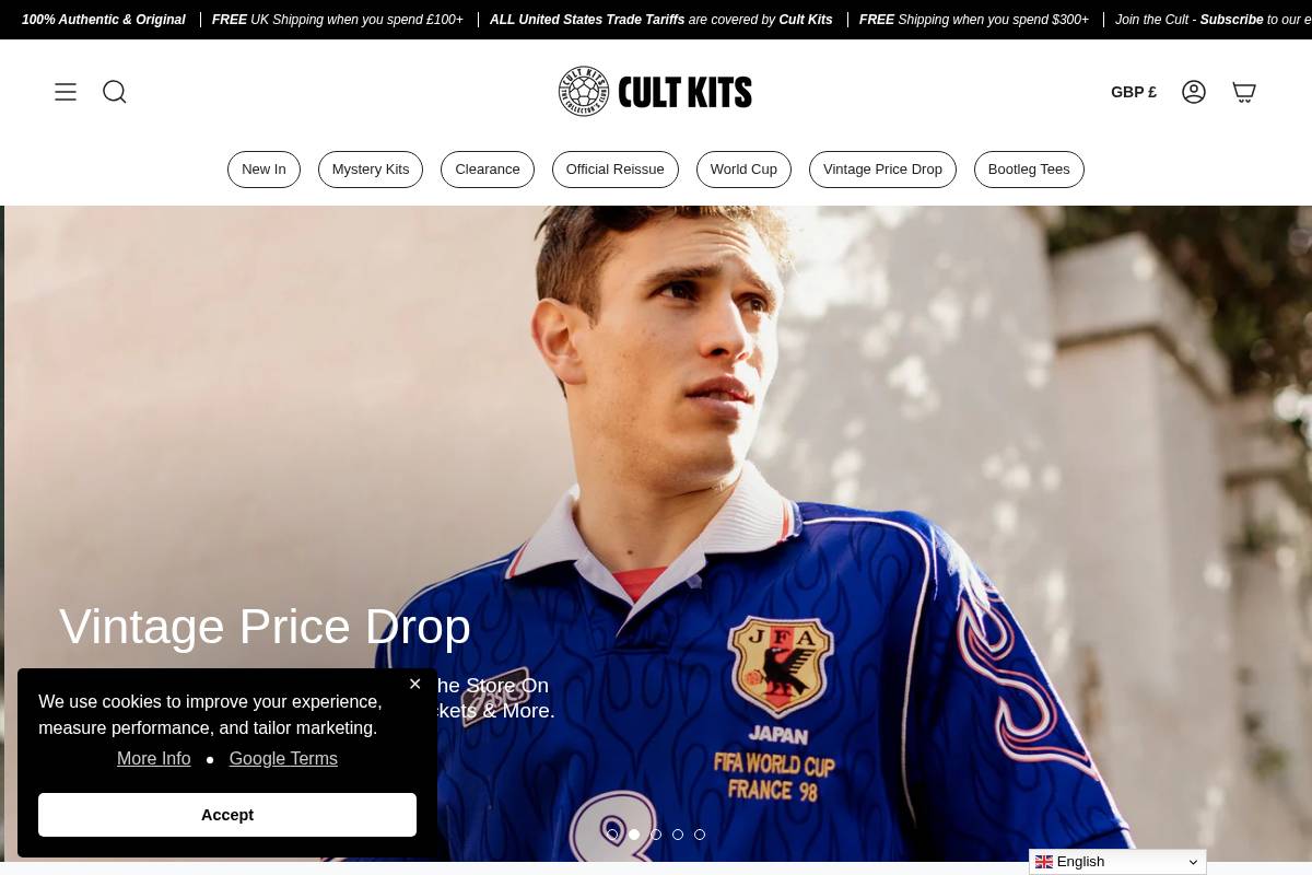 Cult Kits homepage screenshot