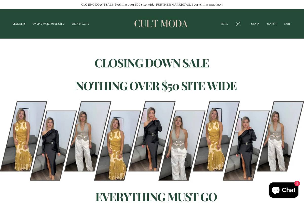 cultmoda.com.au homepage screenshot