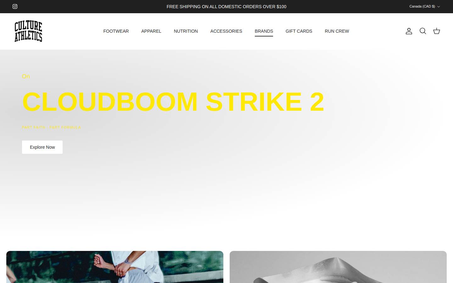 cultureathletics.com homepage screenshot