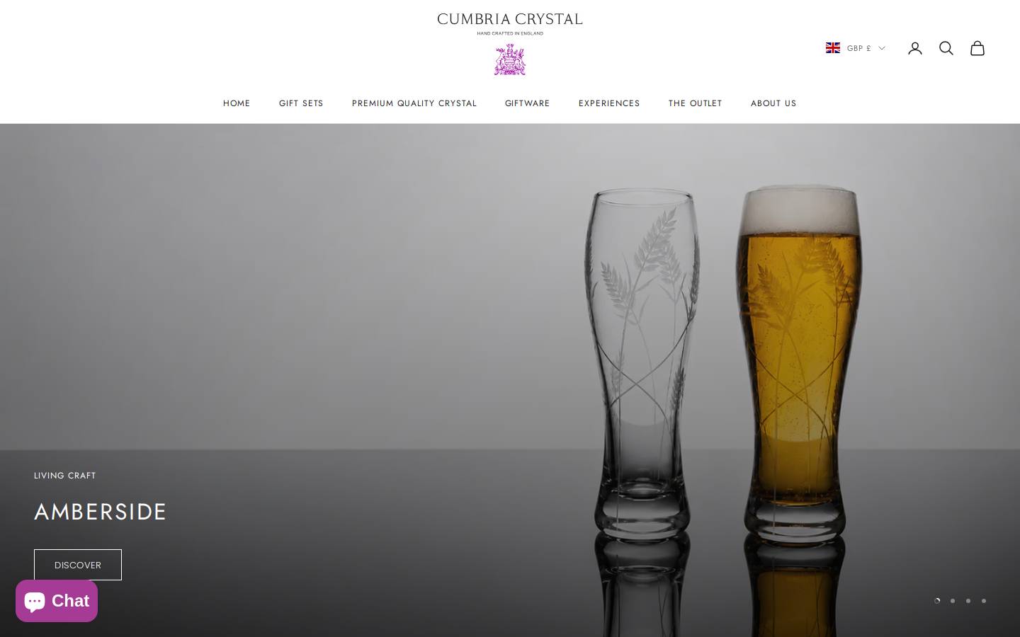 Cumbria Crystal homepage screenshot