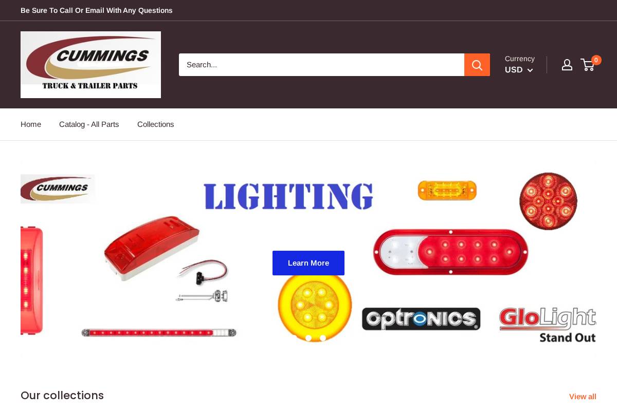 cummingsparts.com homepage screenshot