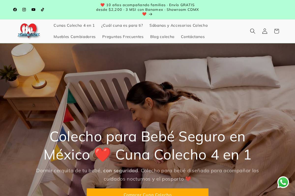 Cunas Colecho México homepage screenshot