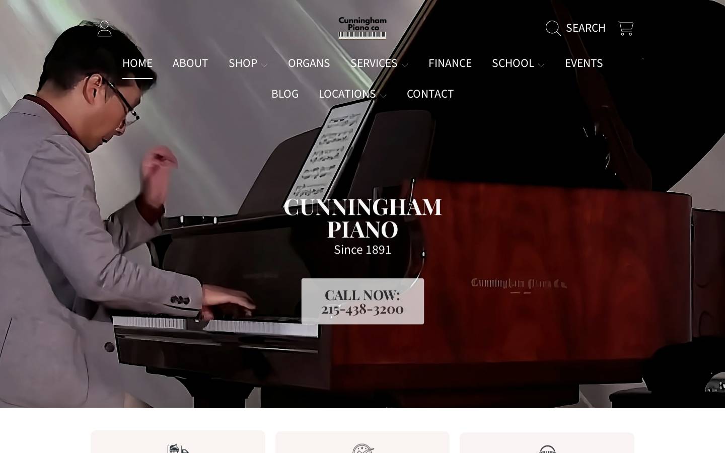 cunninghampiano.com homepage screenshot