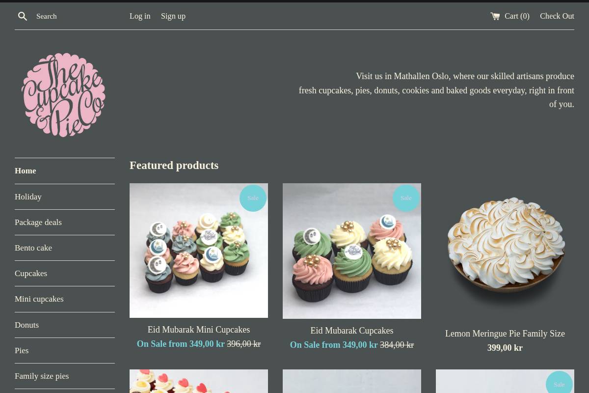 cupcakeandpie.no homepage screenshot