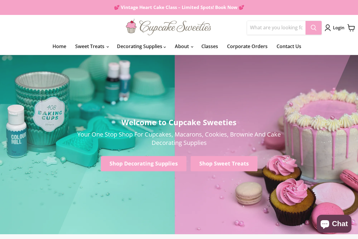 Cupcake Sweeties homepage screenshot