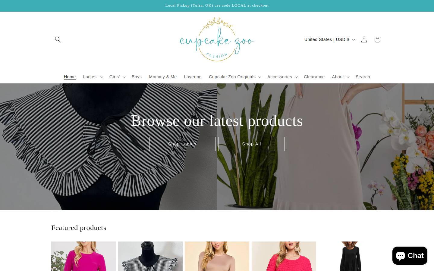 cupcakezoofashion.com homepage screenshot