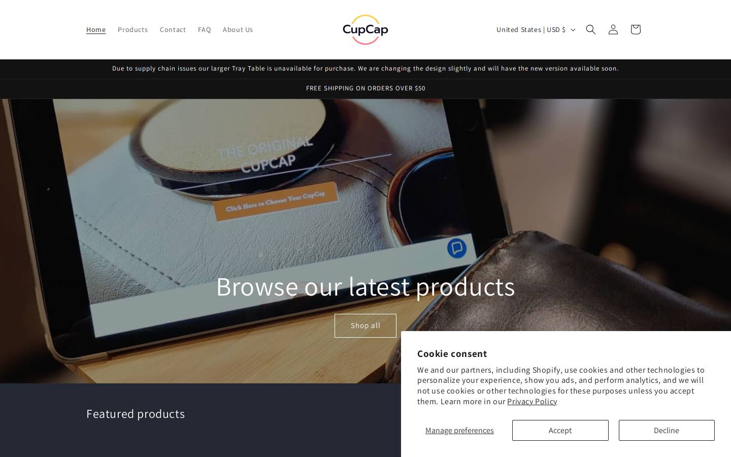 cupcap.us homepage screenshot