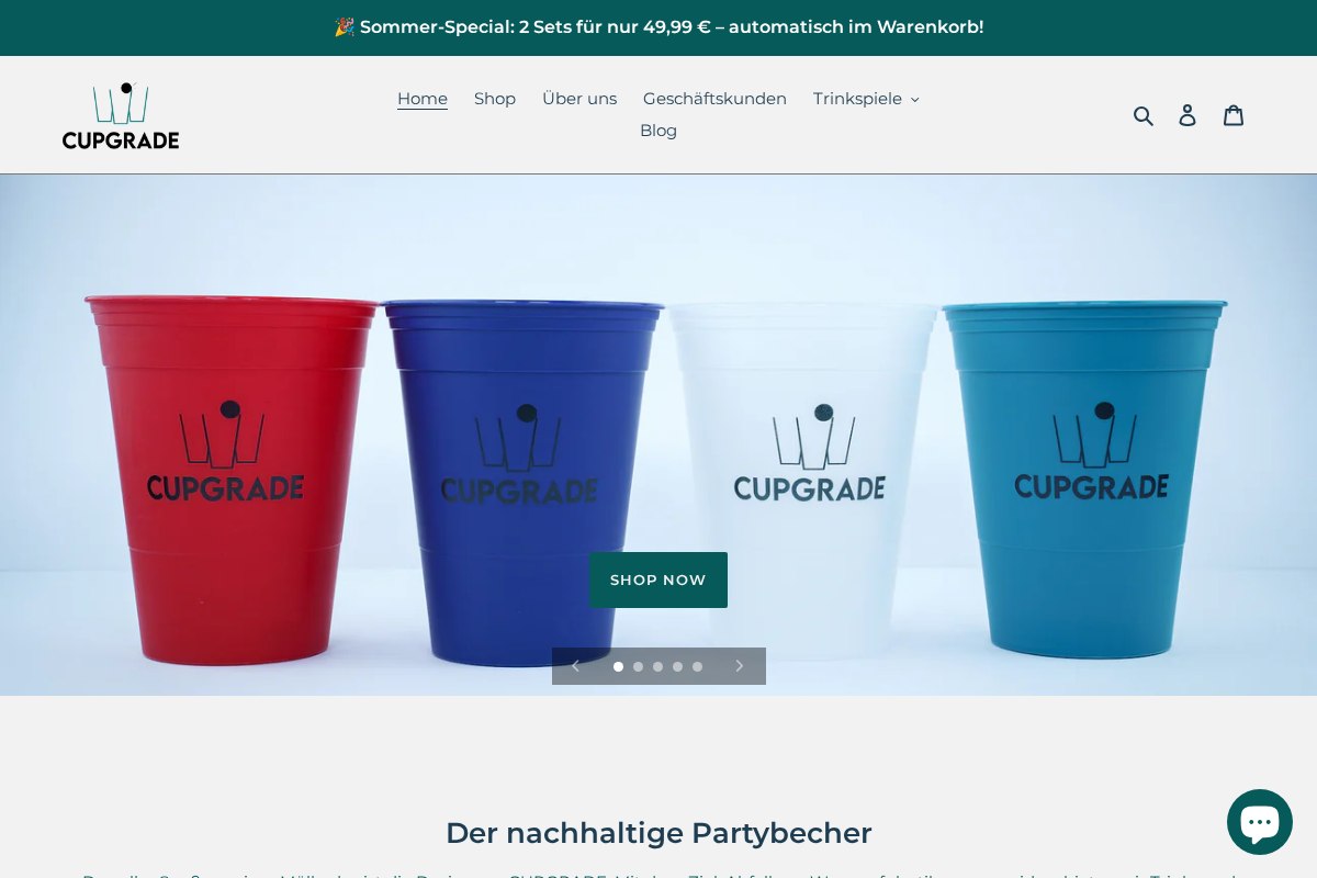 Cupgrade homepage screenshot