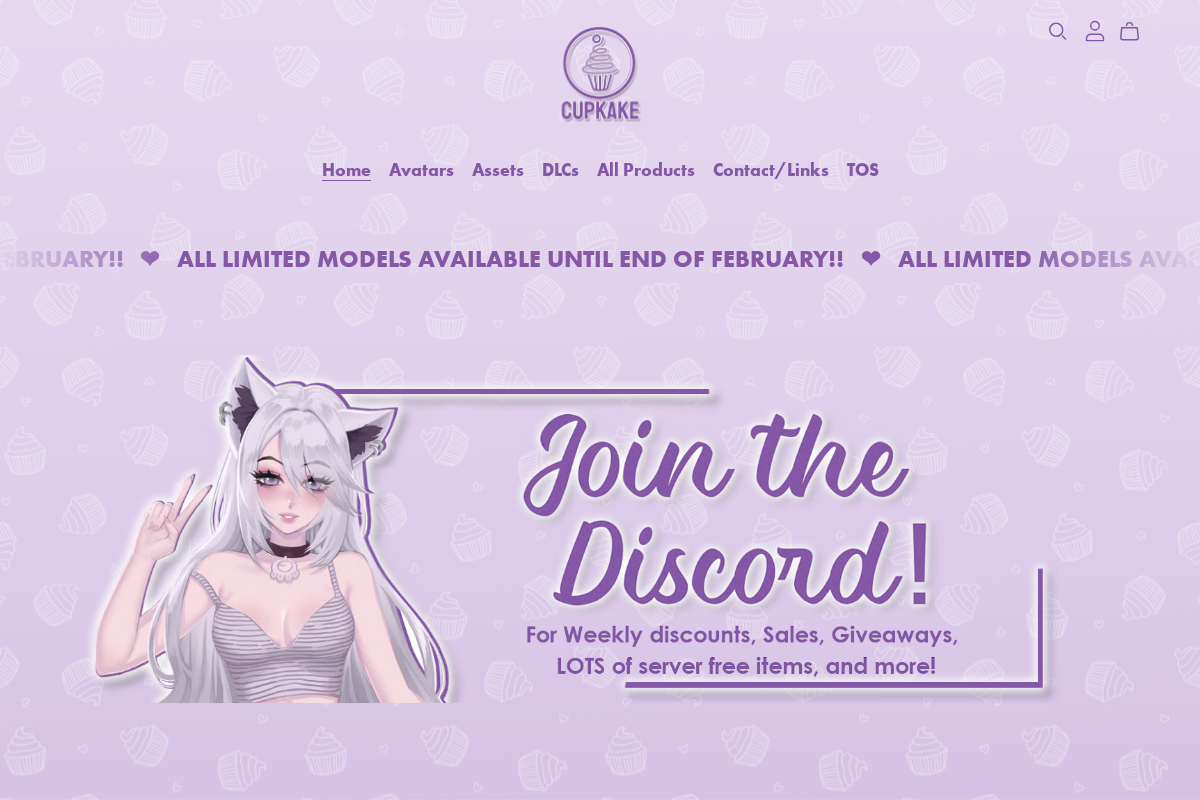 cupkake.store homepage screenshot