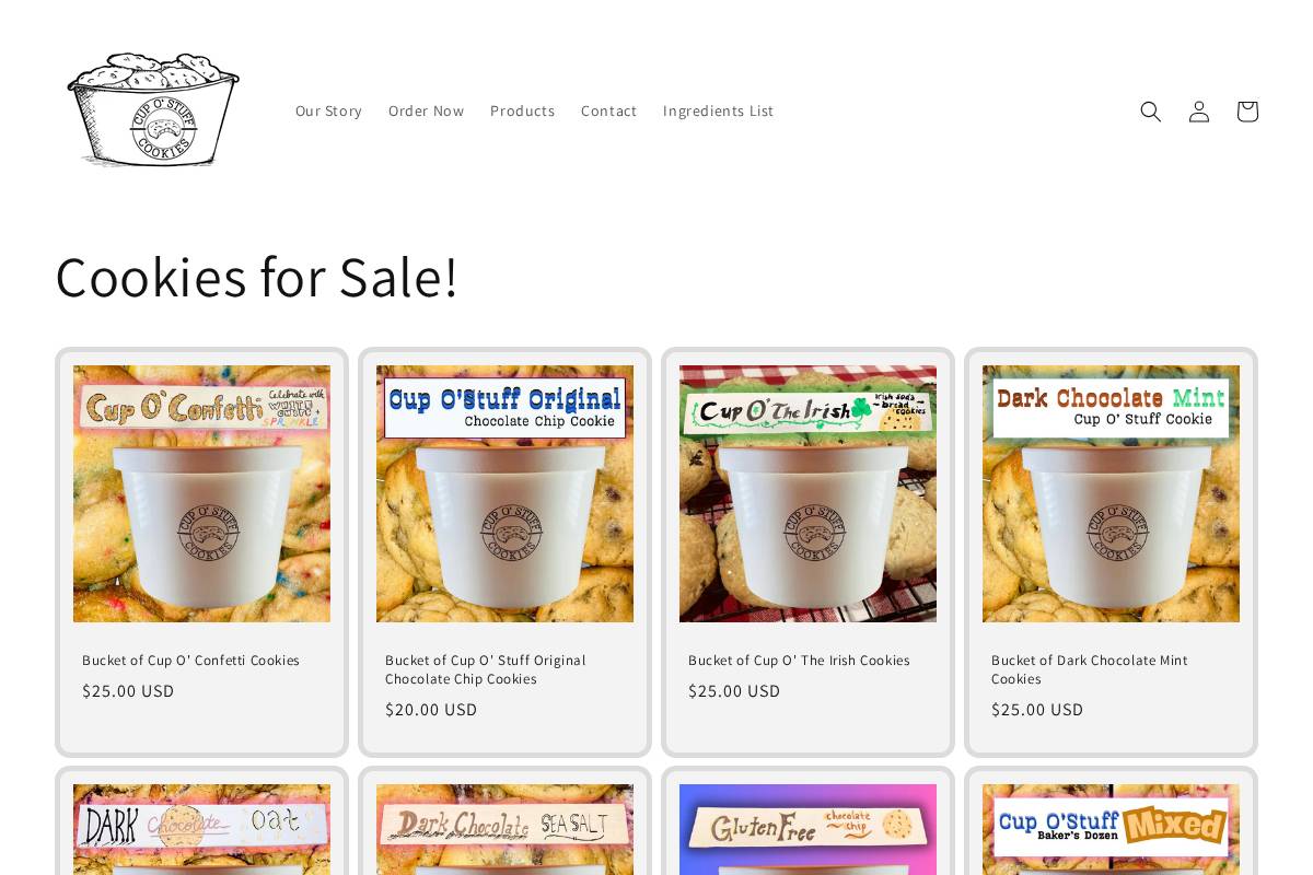 cupostuffcookies.com homepage screenshot