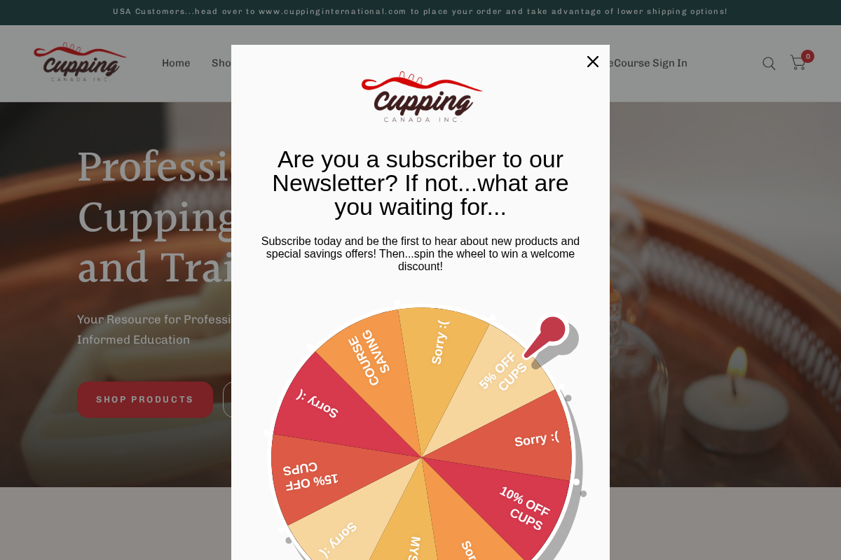 cuppingcanada.ca homepage screenshot