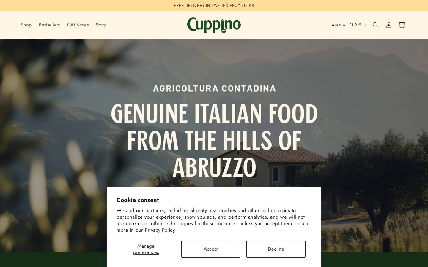 Cuppino homepage screenshot