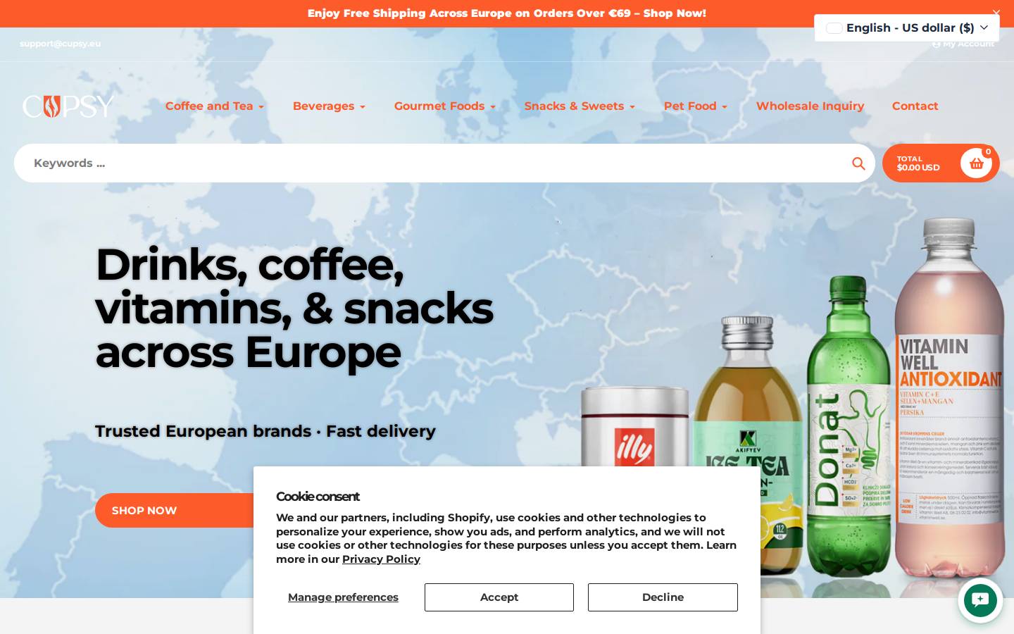 Cupsy homepage screenshot