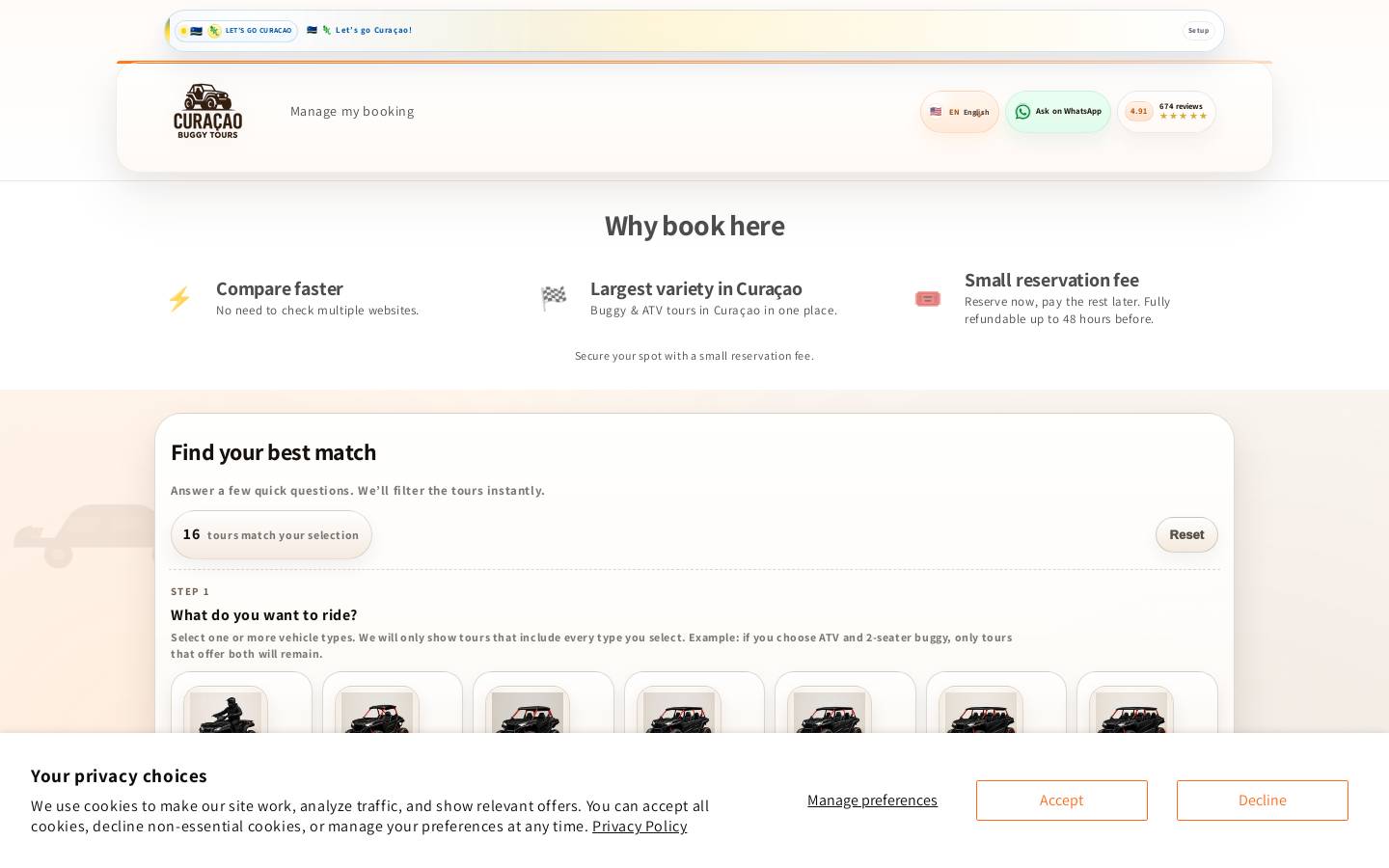 curacaobuggytours.com homepage screenshot