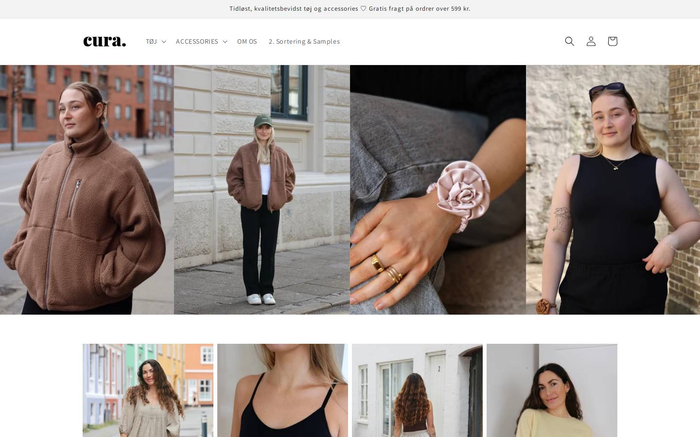 Cura Clothing homepage screenshot