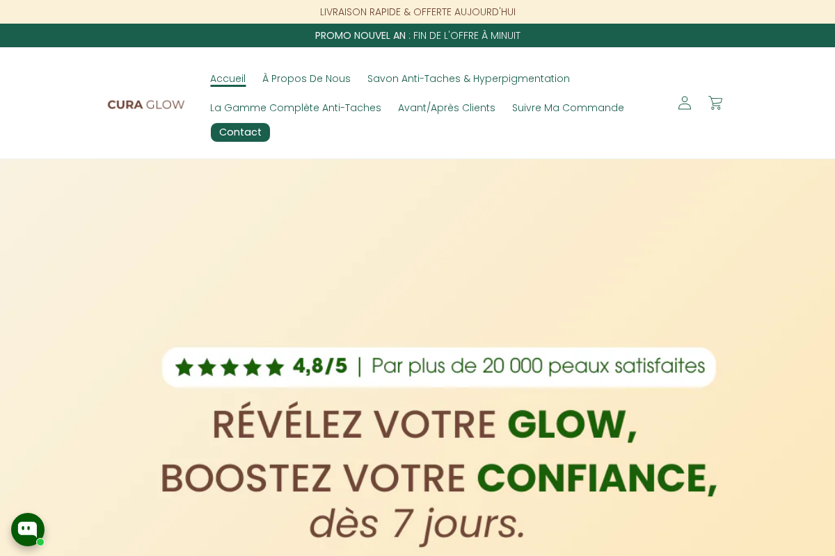 Curaglow Beauty homepage screenshot