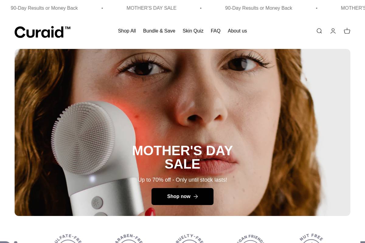 Curaid homepage screenshot