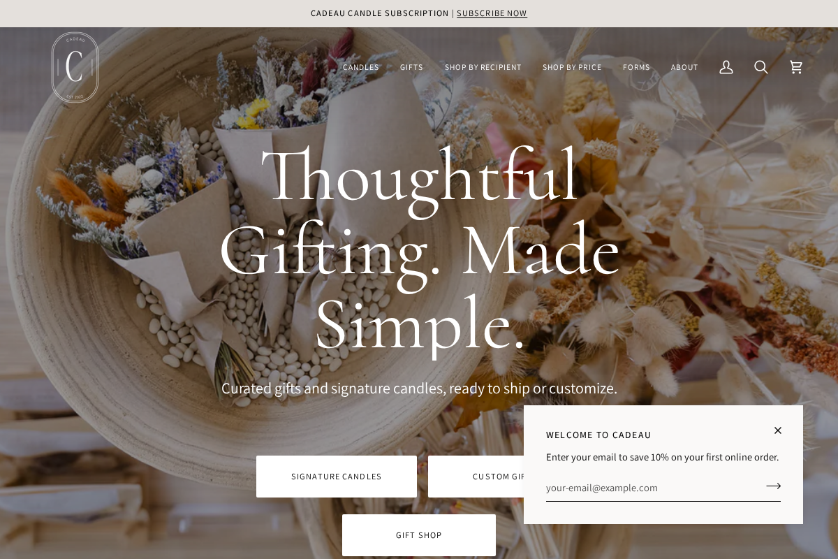 CADEAU homepage screenshot