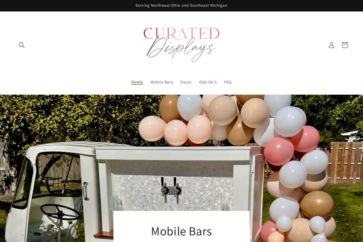 curateddisplays.com homepage screenshot