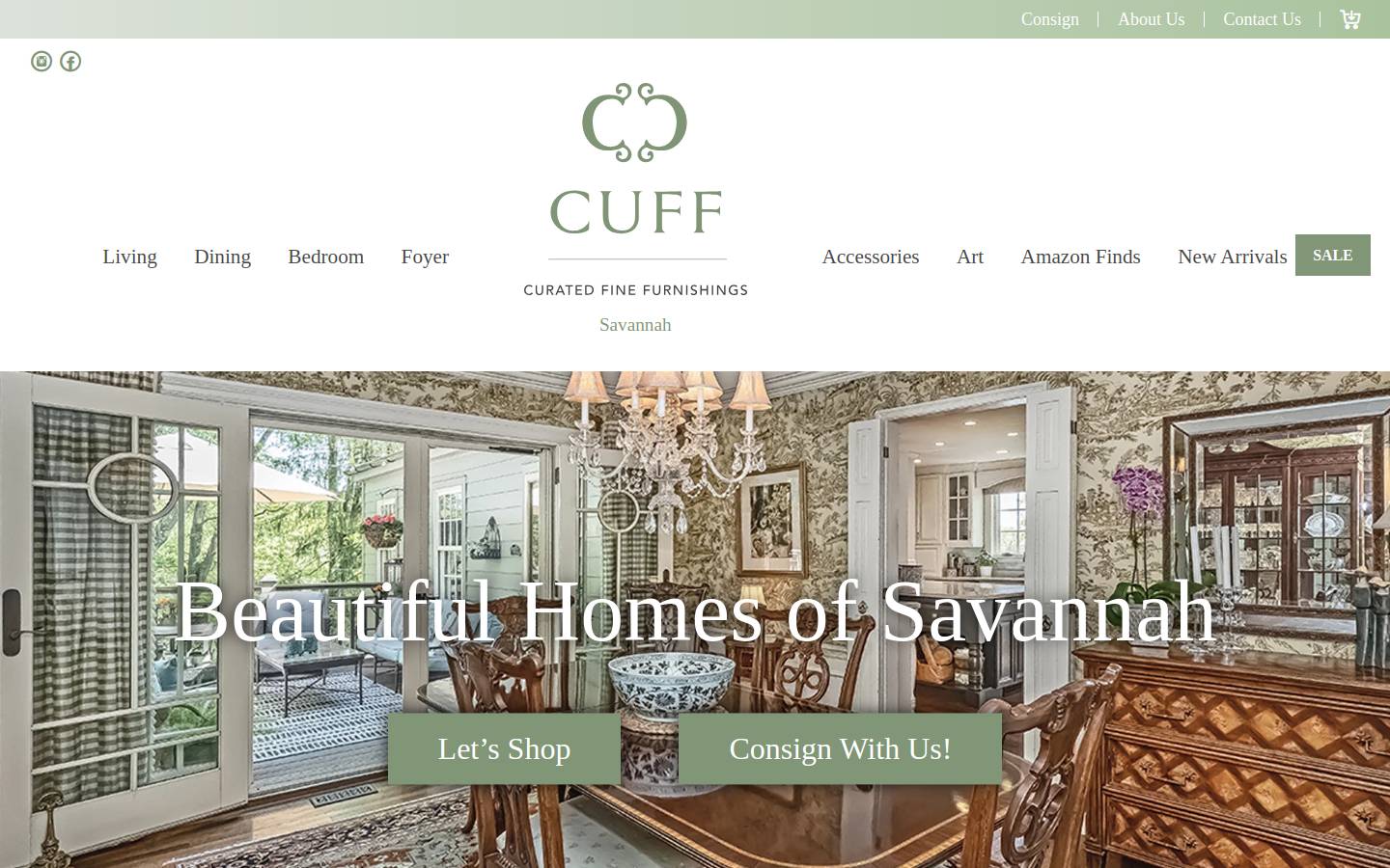 curatedfinefurnishings.com homepage screenshot