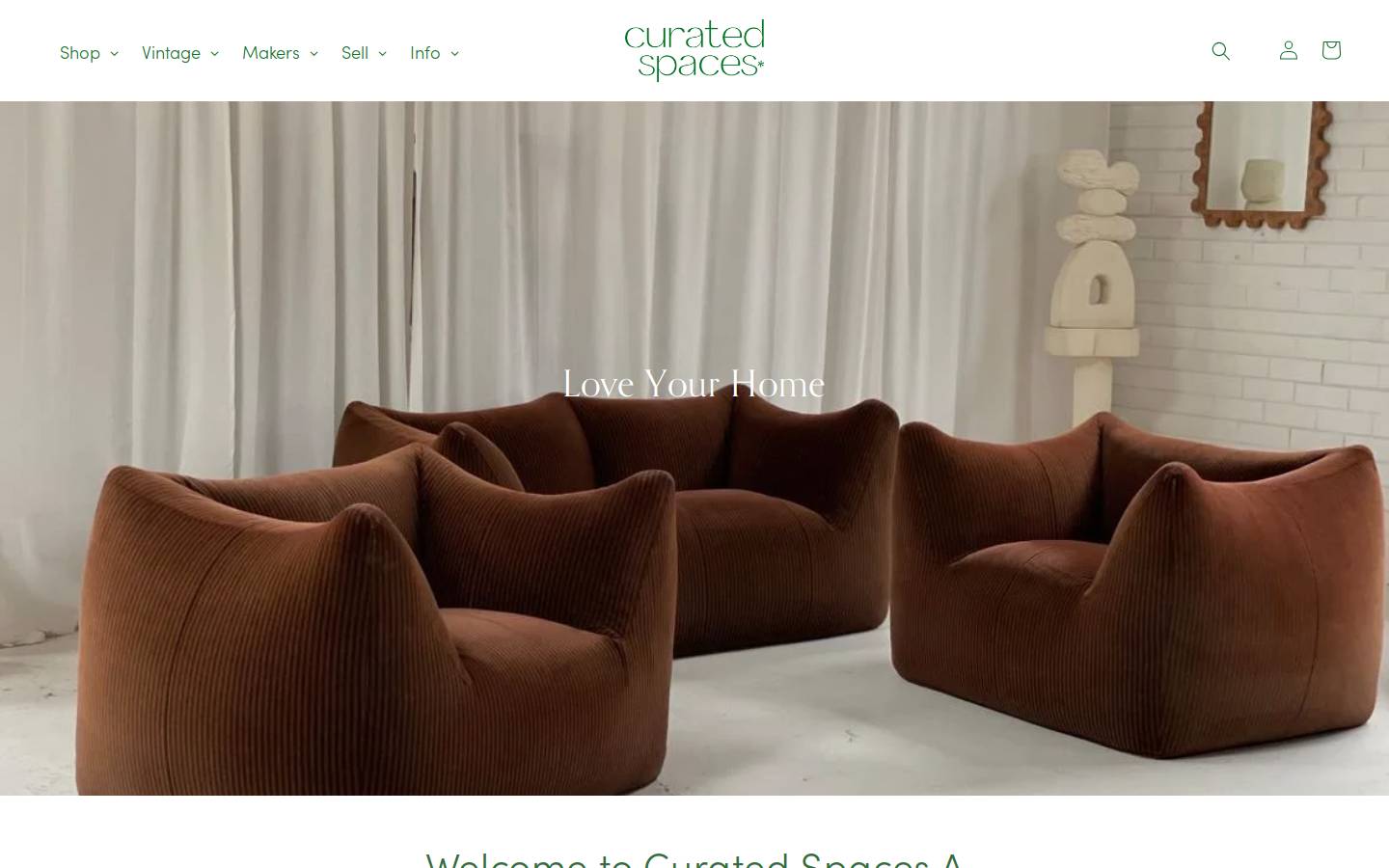 curatedspaces.com.au homepage screenshot