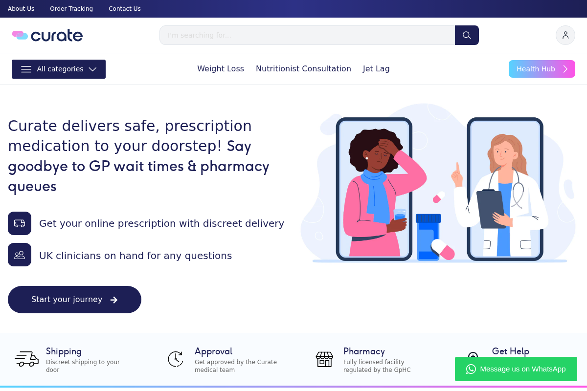 Curate Health homepage screenshot