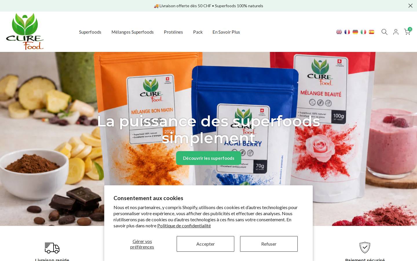 cure-food.com homepage screenshot