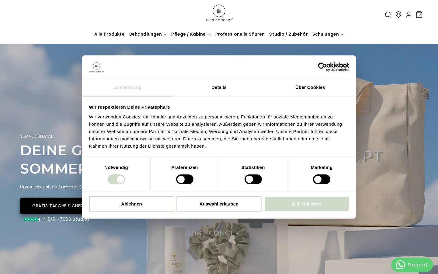 Cure Concept homepage screenshot