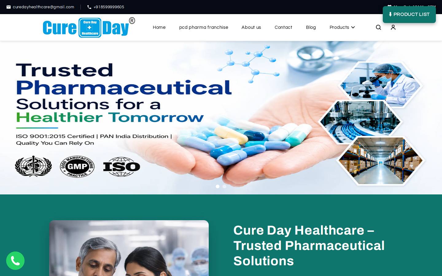 Cure Day Healthcare Pvt. Ltd. homepage screenshot