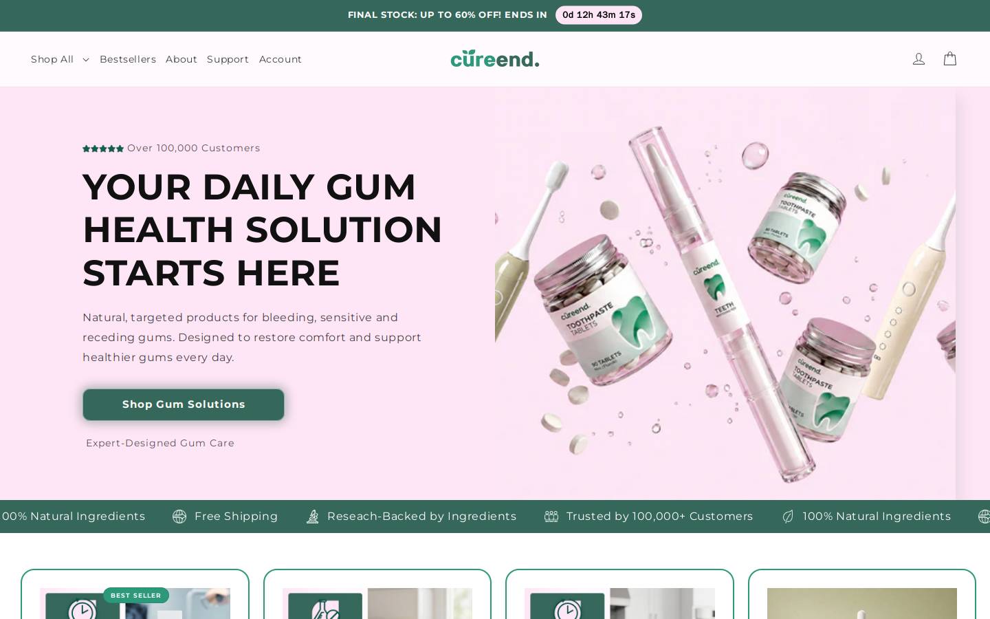 Cureend homepage screenshot