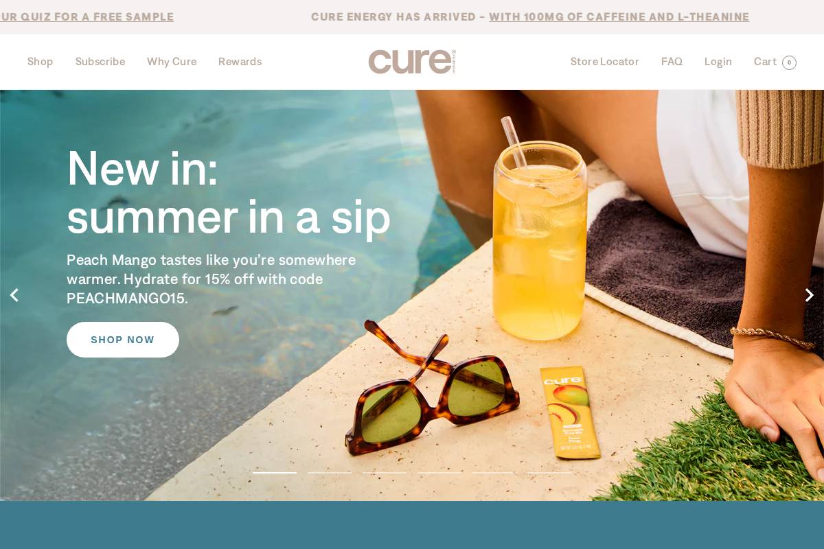 Cure homepage screenshot