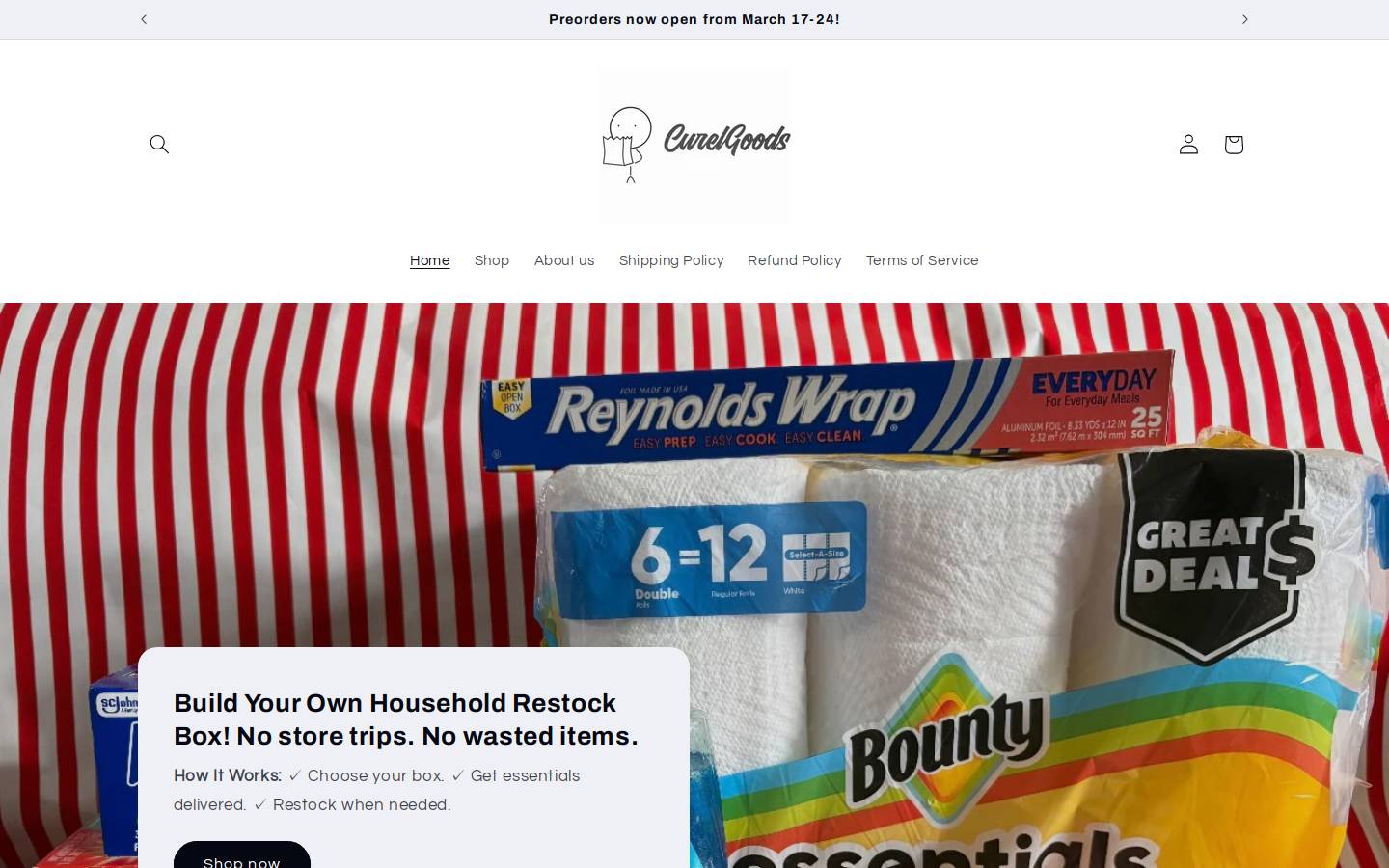 curelgoods.com homepage screenshot