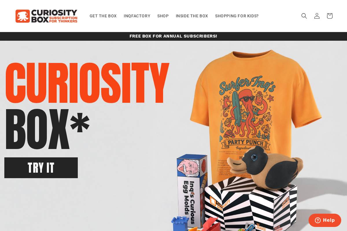 Curiosity Box homepage screenshot