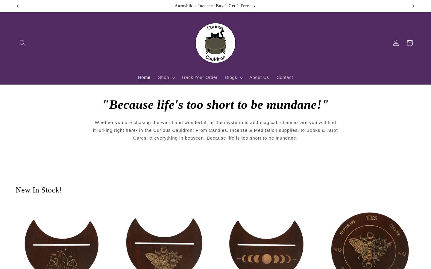 curiouscauldron.com.au homepage screenshot