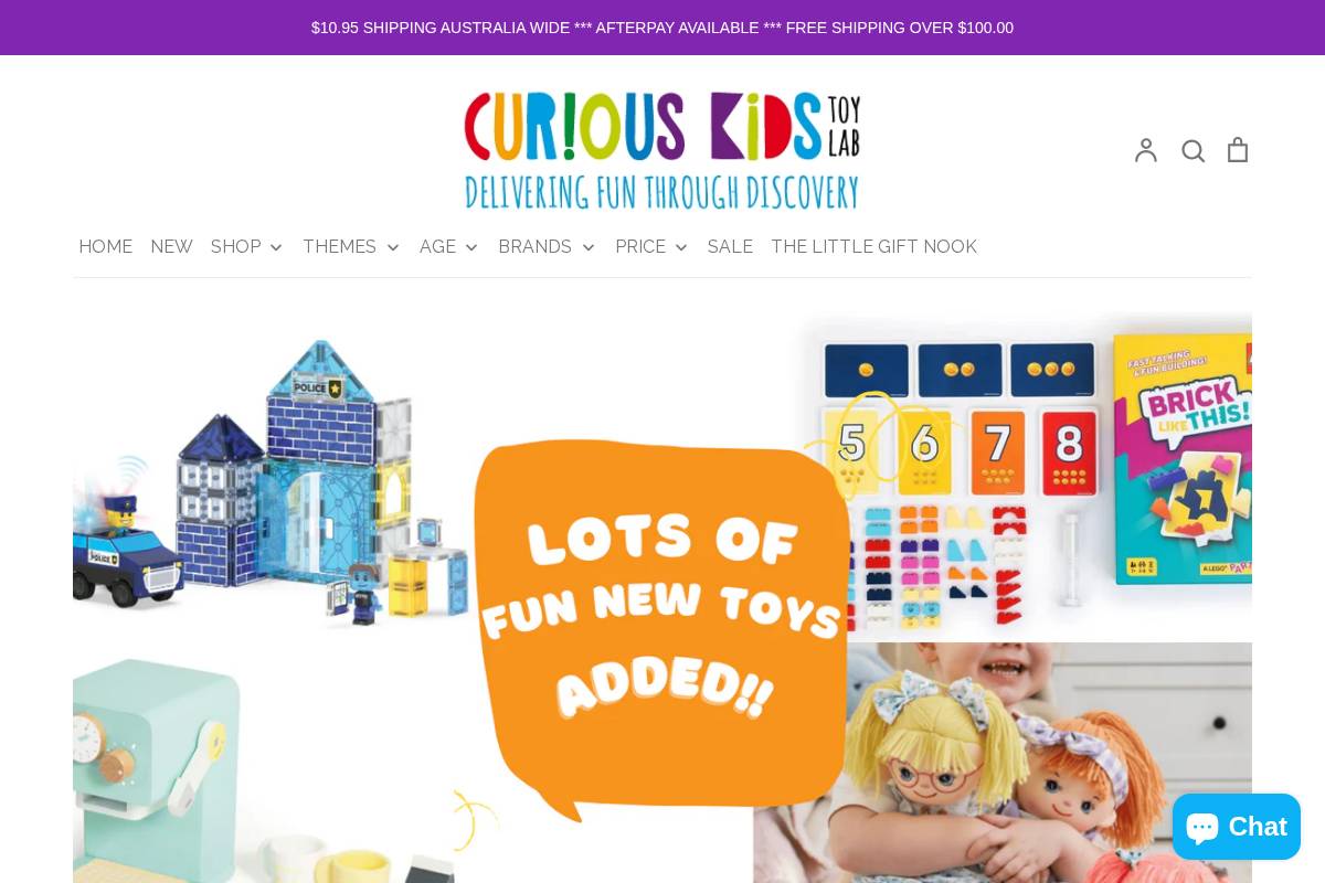 curiouskidstoylab.com.au homepage screenshot