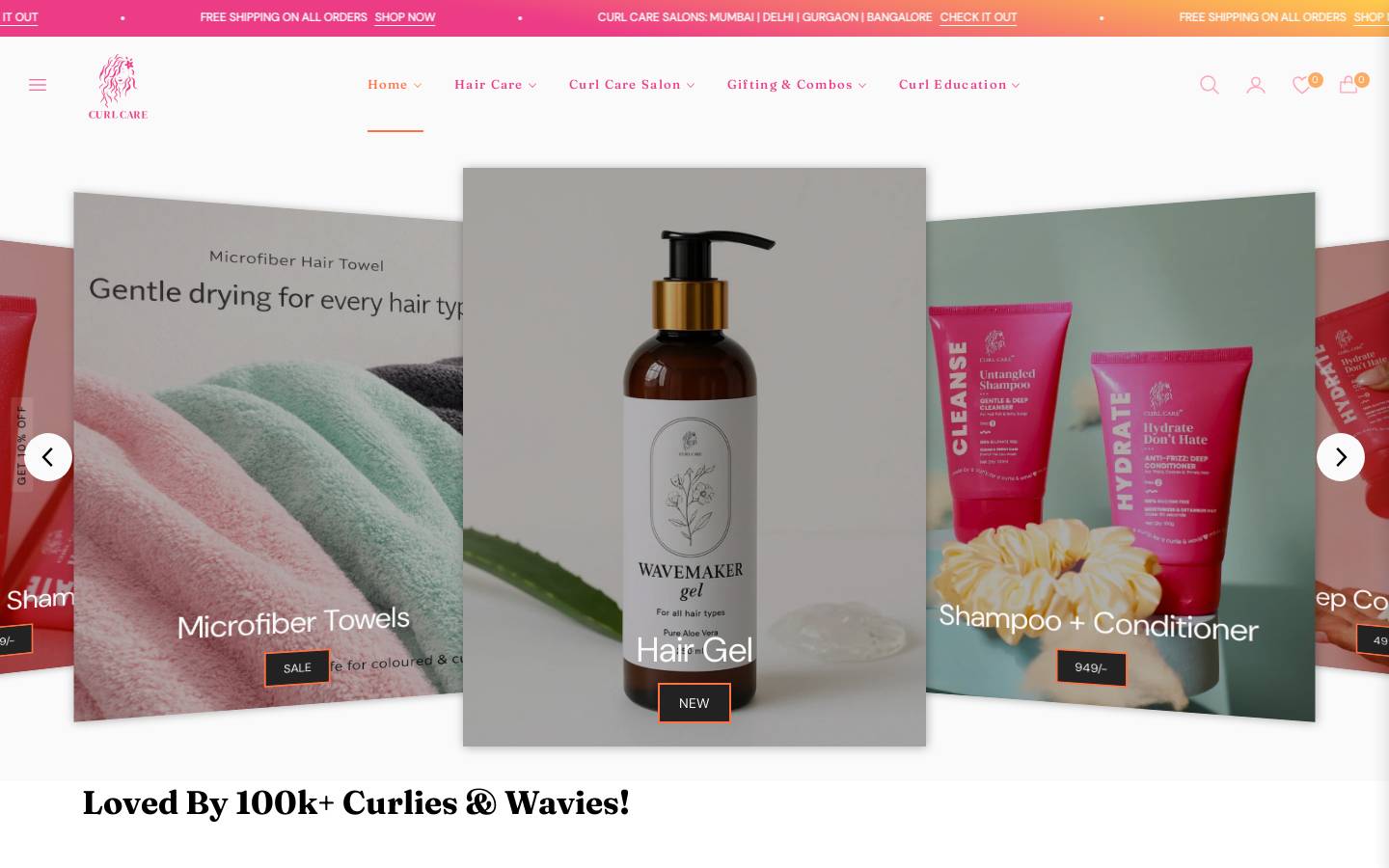 curlcare.in homepage screenshot