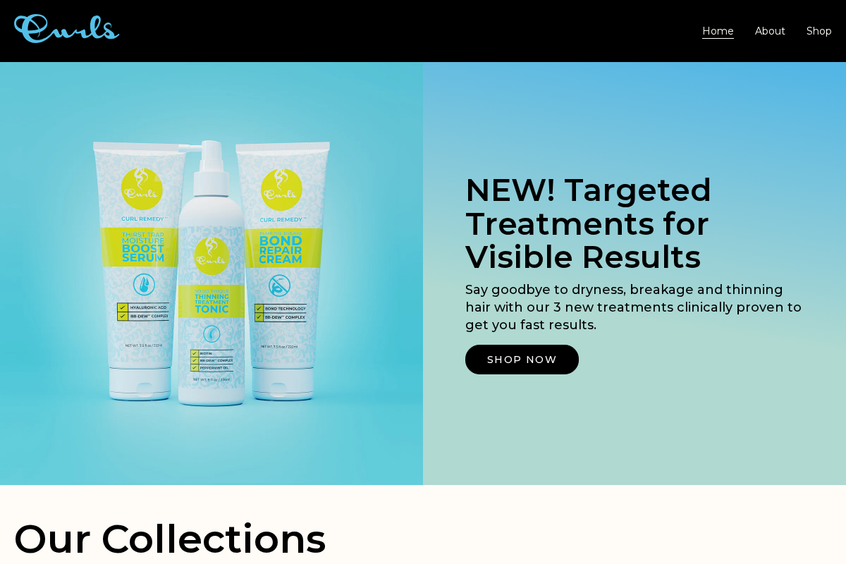 curls.com homepage screenshot