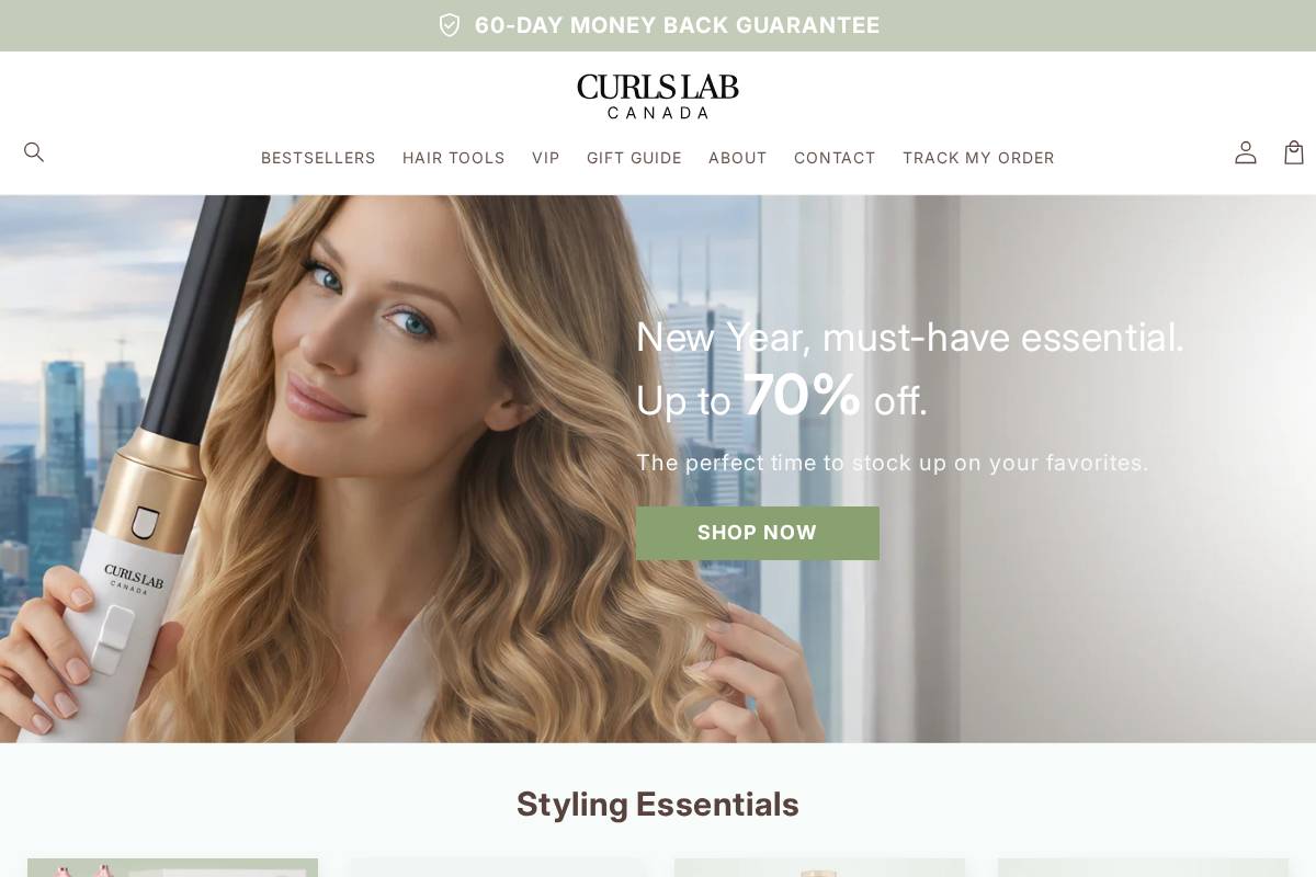 Curlslab homepage screenshot