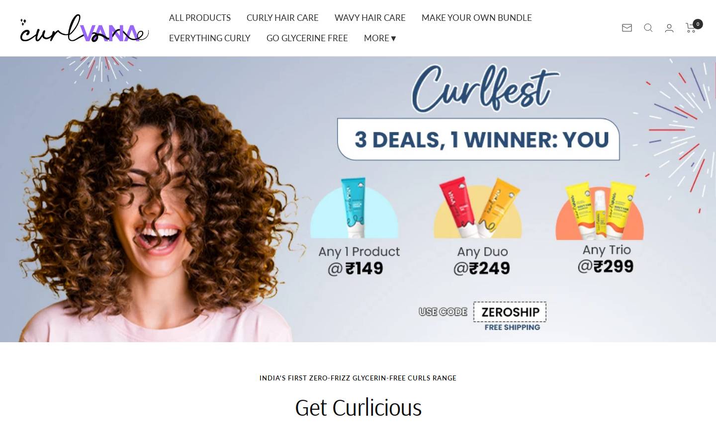 curlvana.in homepage screenshot