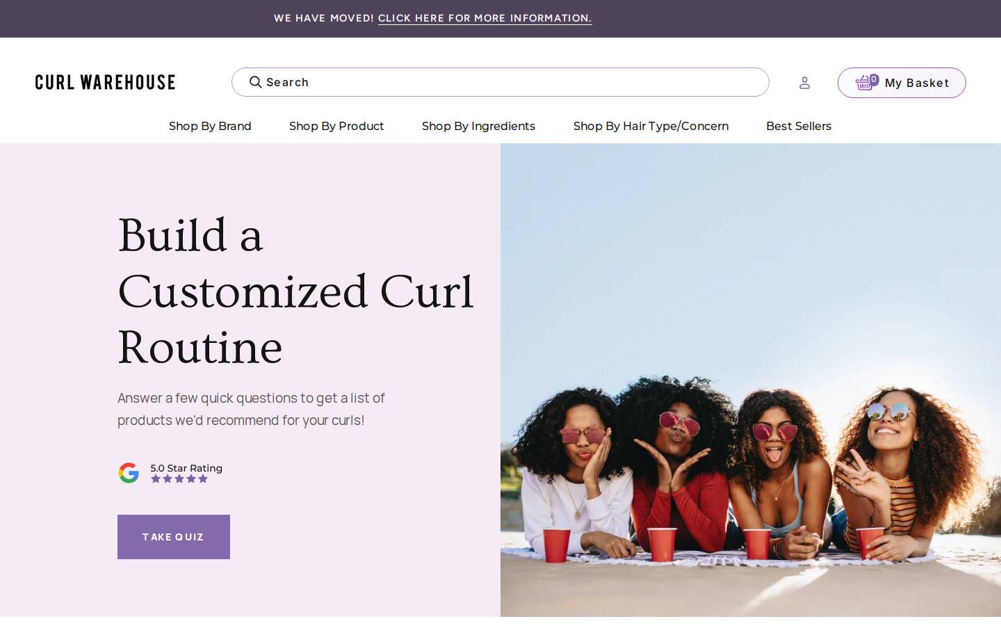 Curlwarehouse homepage screenshot