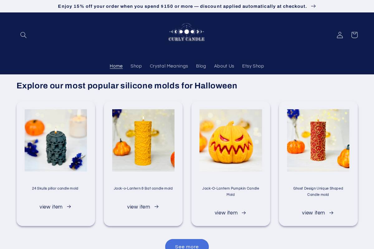 curlycandle.com homepage screenshot