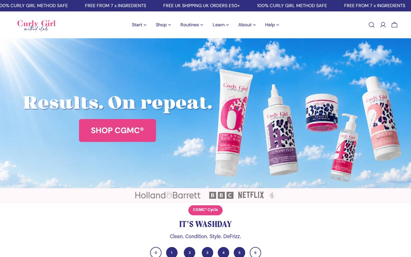 Curly Girl Method Club homepage screenshot