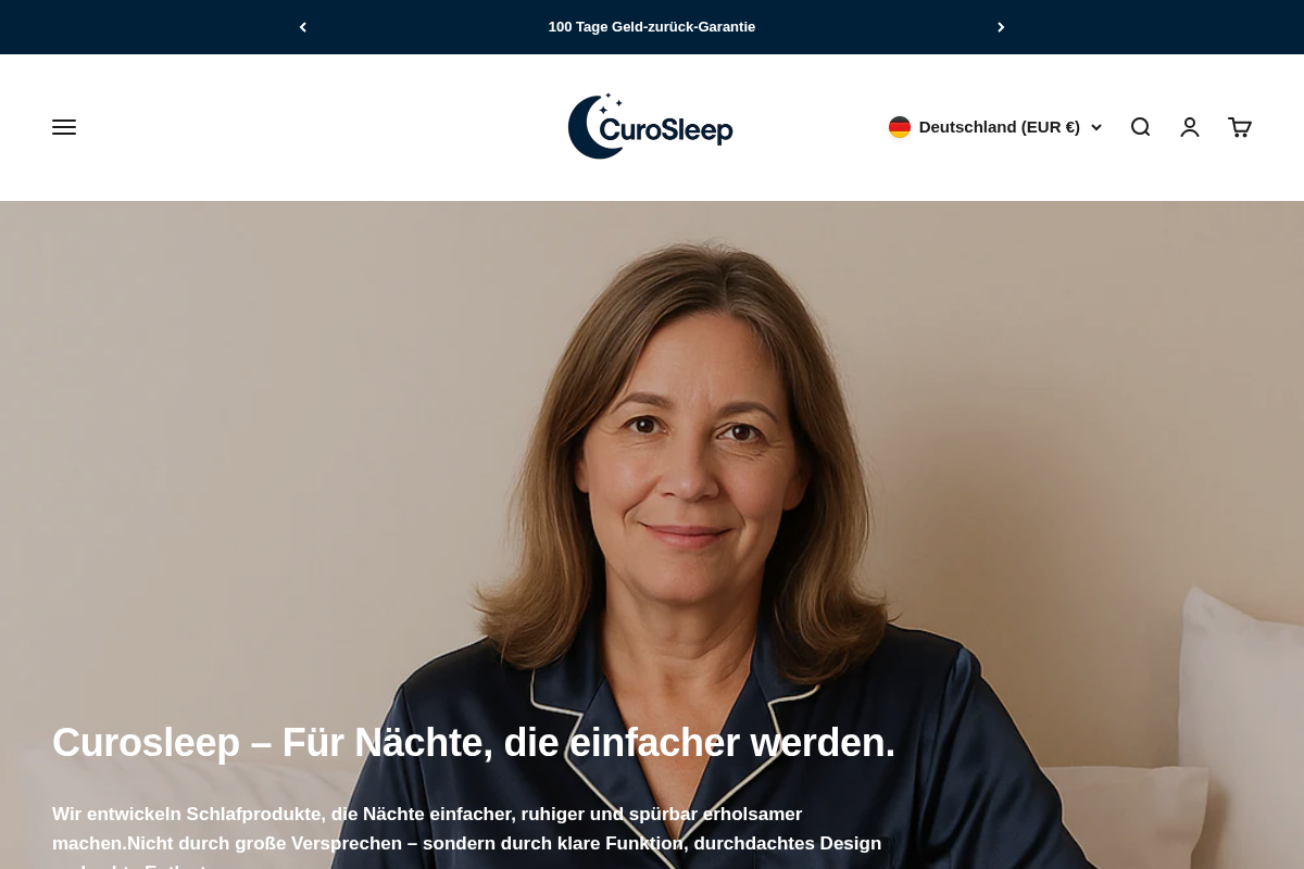 CuroSleep homepage screenshot