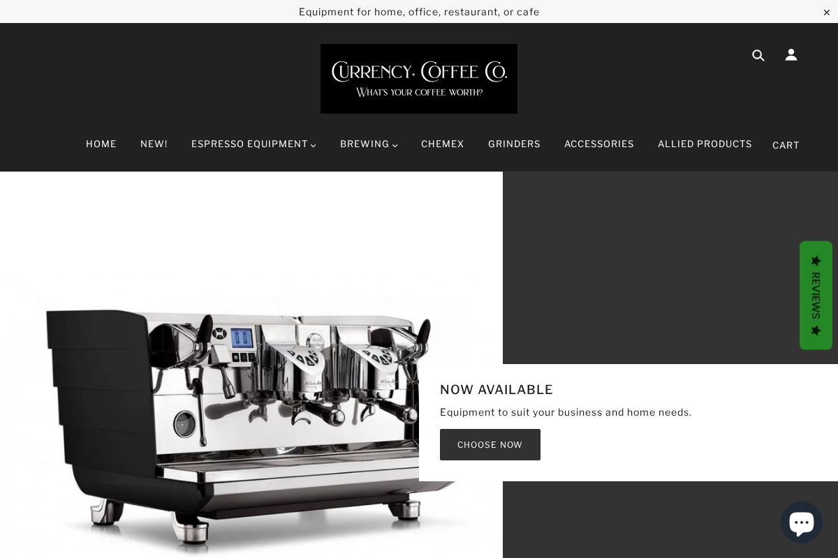 currencycoffee.com homepage screenshot