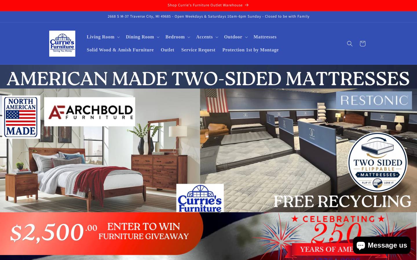 curriesfurniture.com homepage screenshot