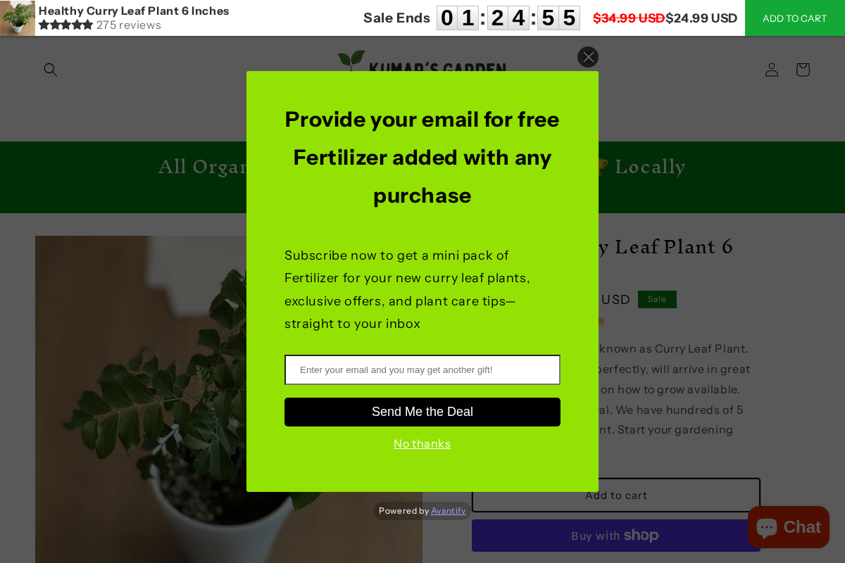 Kumar's Garden homepage screenshot