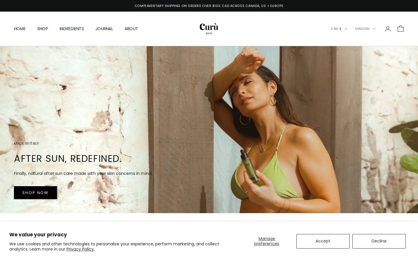 curuskin.com homepage screenshot